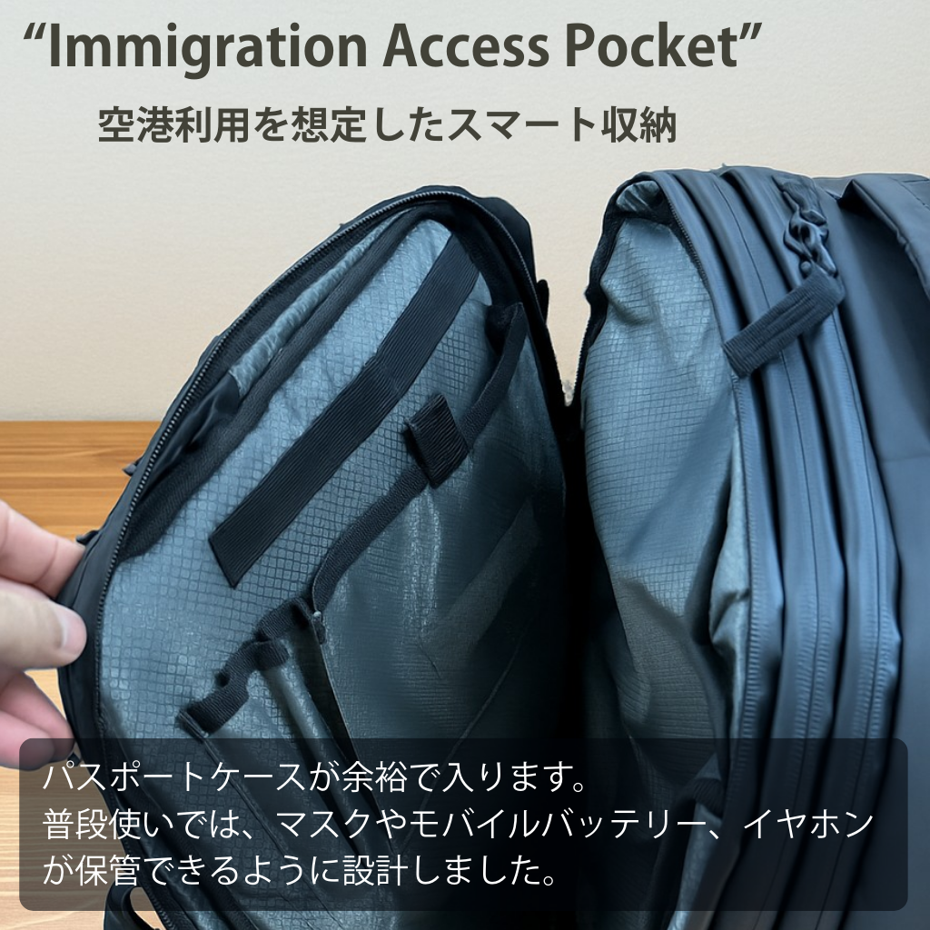“Immigration Access Pocket” 空港利用を想定したスマート収納